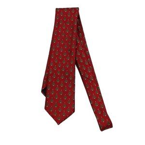 Noel Red Christmas Necktie Mens Holiday Tie Festive Tree Print Formal Accessory